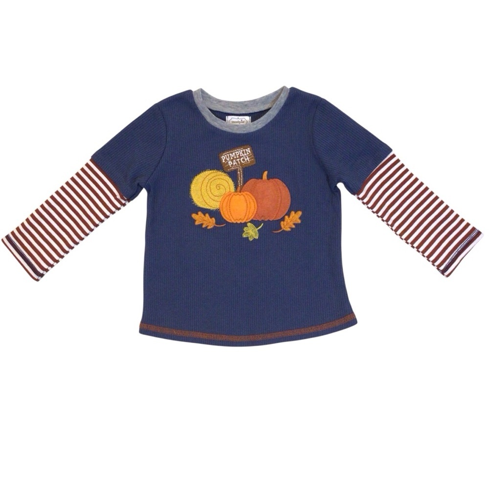 Mud Pie Toddler Boys Pumpkin Patch Shirt Fall Thanksgiving Long Sleeve